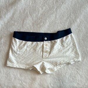 Brandy Melville  White and Blue Buttoned Sleep Shorts